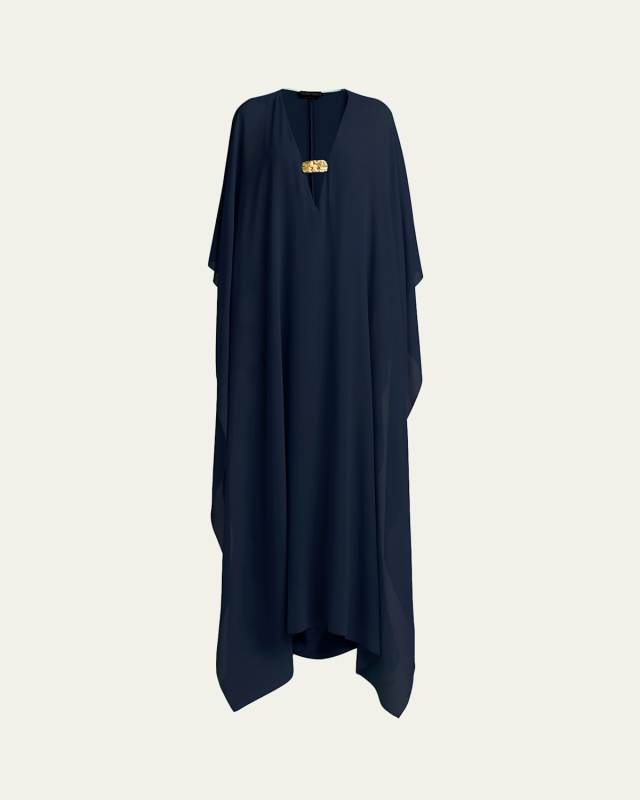 Flowy Caftan Gown with Neckline Detail